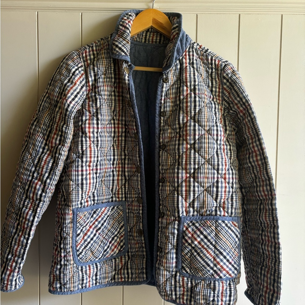 Plaid Quilted Jacket with Pockets